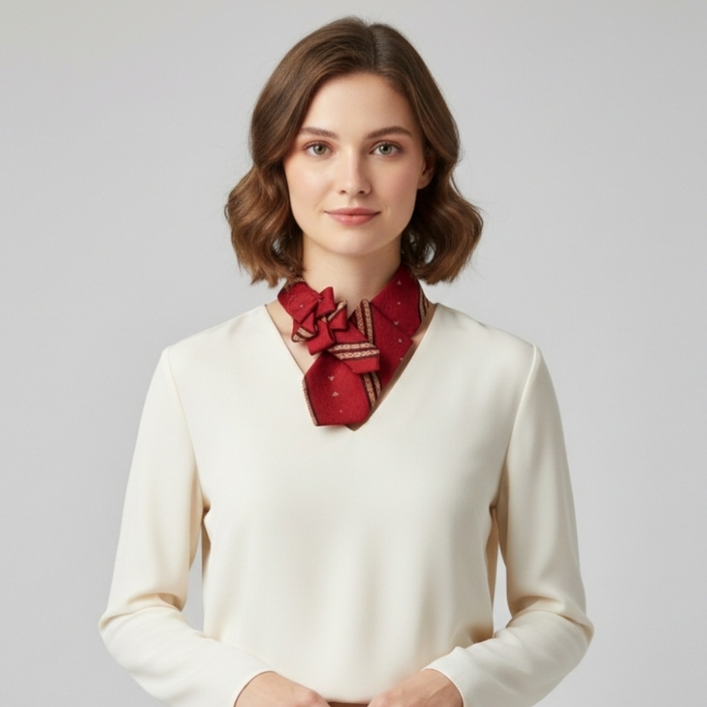 Ogsplosh Red And Gold Ascot - Vintage Scarf - Casual Accessories For Women - NEW